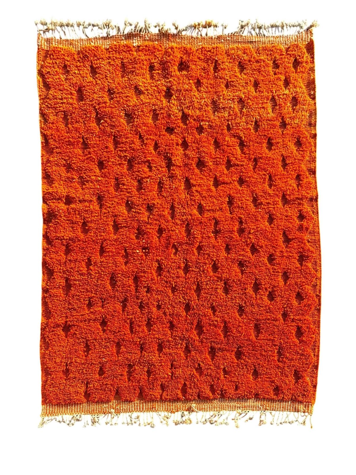 Handgemaakt Marokkaans Mrirt-vloerkleed – Wollen vloerkleed in verbrand oranje, 210x300 cm – Modern getextureerd tapijt – Abstract dessin – Groot vloerkleed voor de woonkamer photo furniture