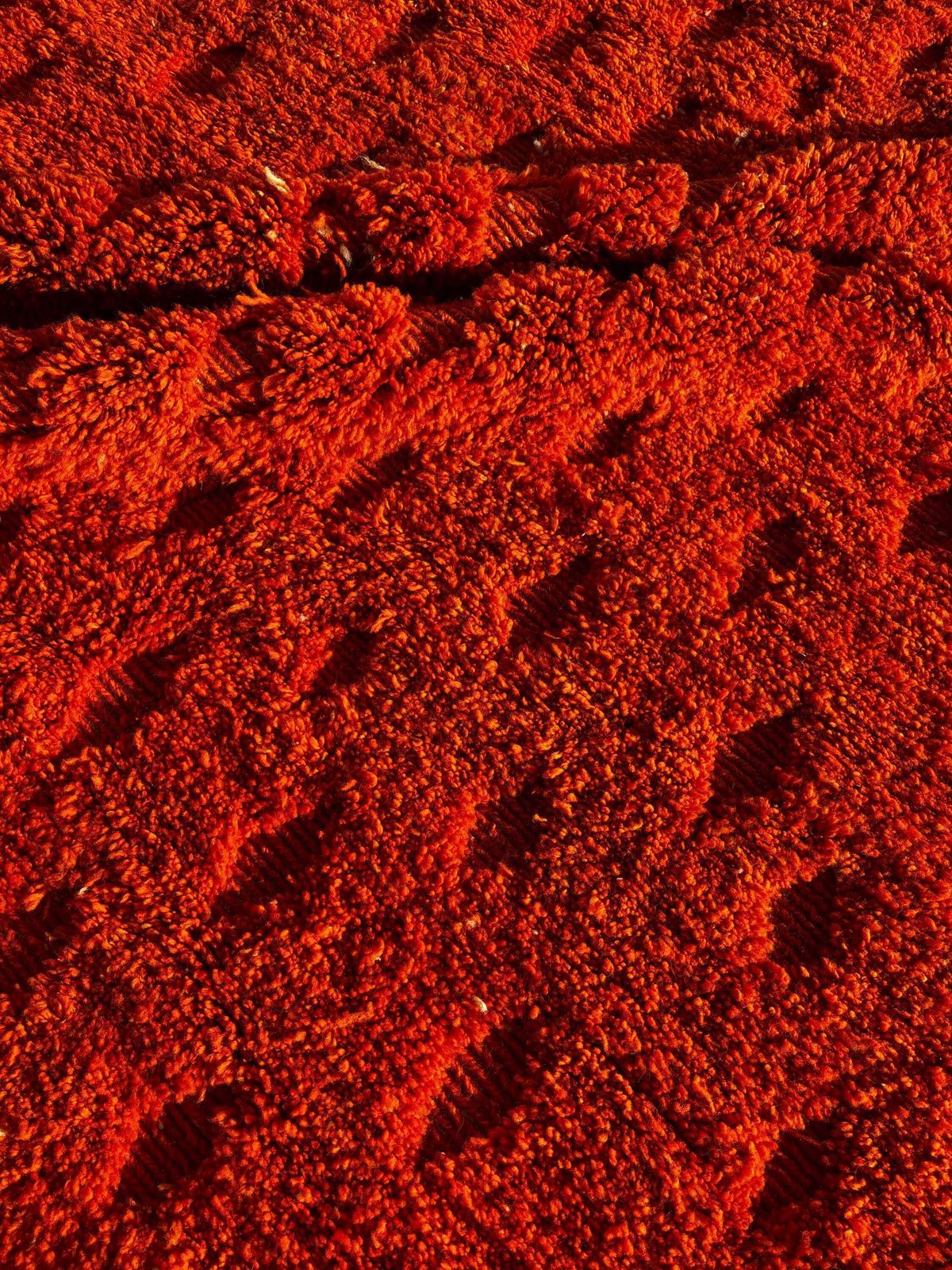 Handmade Moroccan Mrirt Rug – Burnt Orange Wool Rug 210x300 Cm – Modern Textured Carpet – Bold Abstract Design – Large Living Room Area Rug photo 1222.0