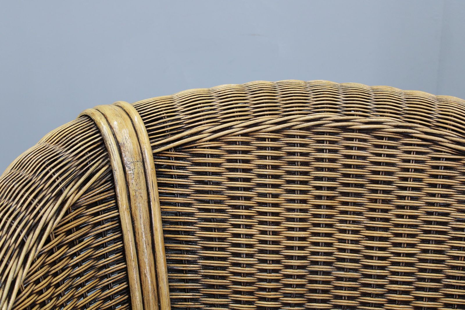 photo for sale Vintage Organic Rattan Armchair And Round Coffee Table Set, 1980s 1990s