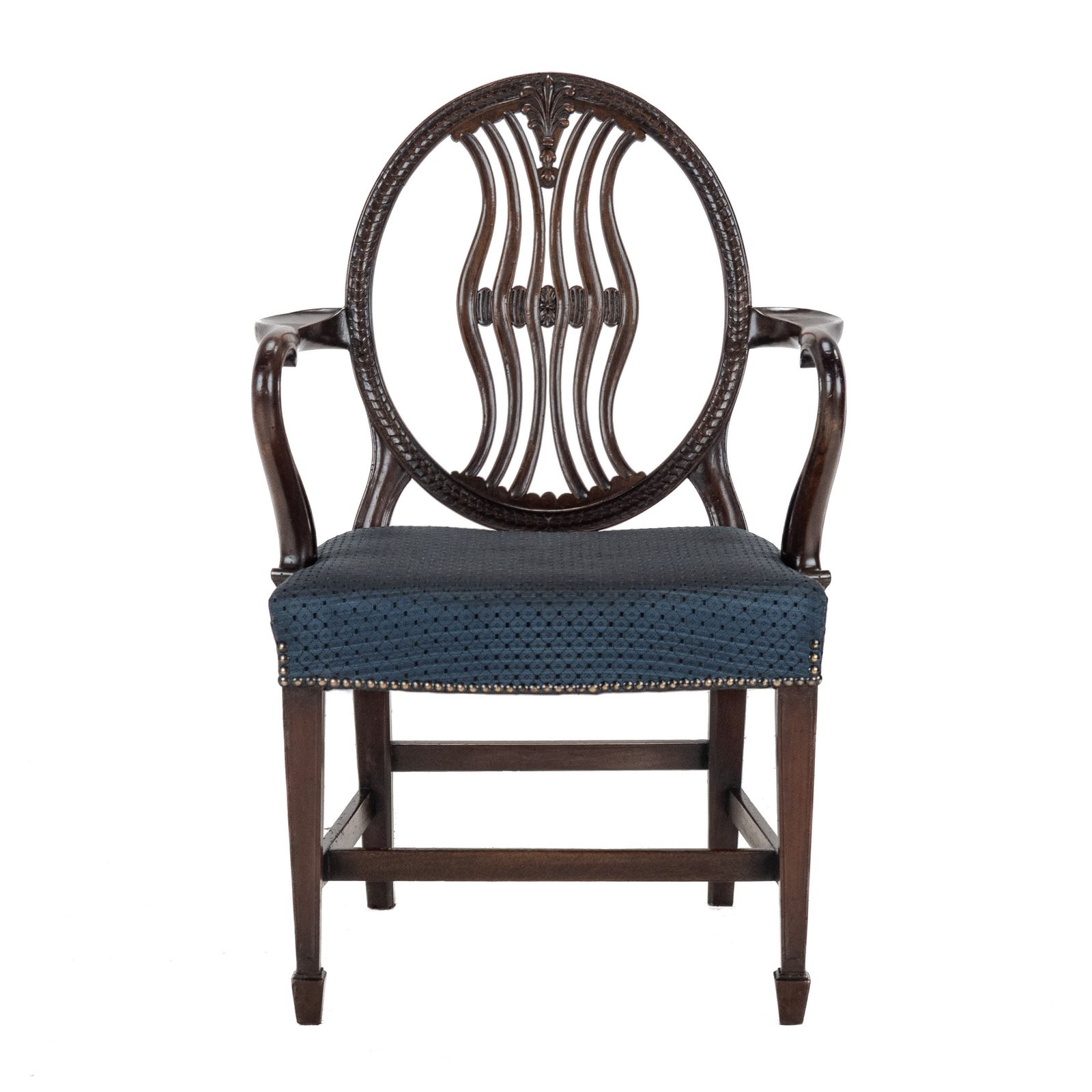 Pair Of Late 19th Century Mahogany Hepplewhite Style Armchairs (Carvers), C.1870 photo vintage