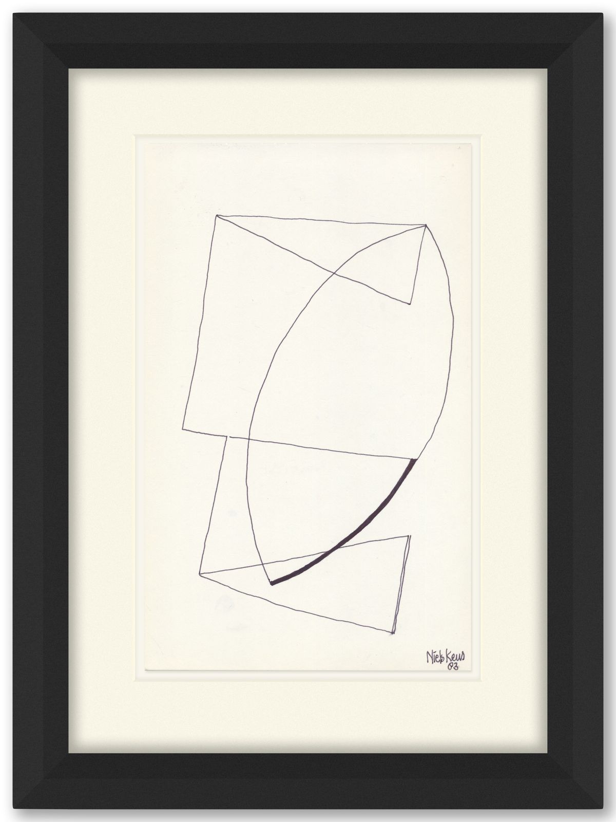 Austere Late 20th Century Abstract Drawing By Important Dutch Sculptor