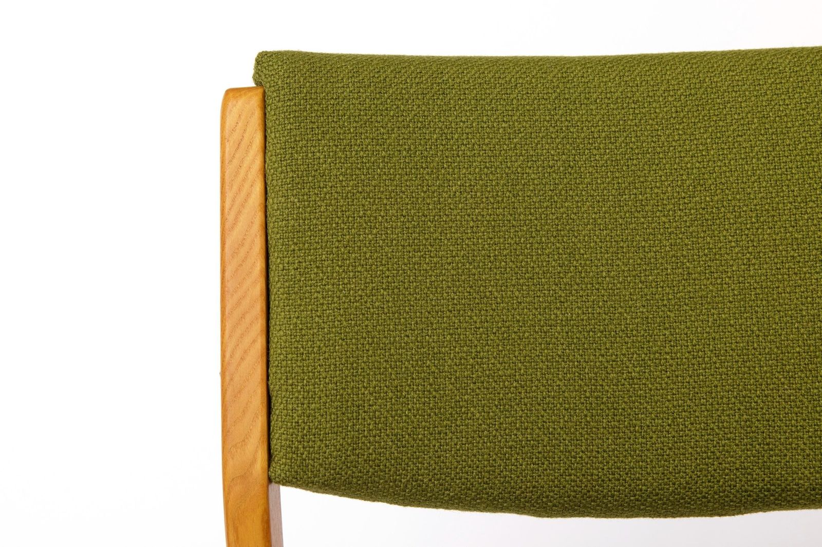 Vintage Scandinavian Oak Chair, 1970s, Norwegian Design, Newly Upholstered Green Fabric, Mid Century Wooden Dining Chair photo for sale