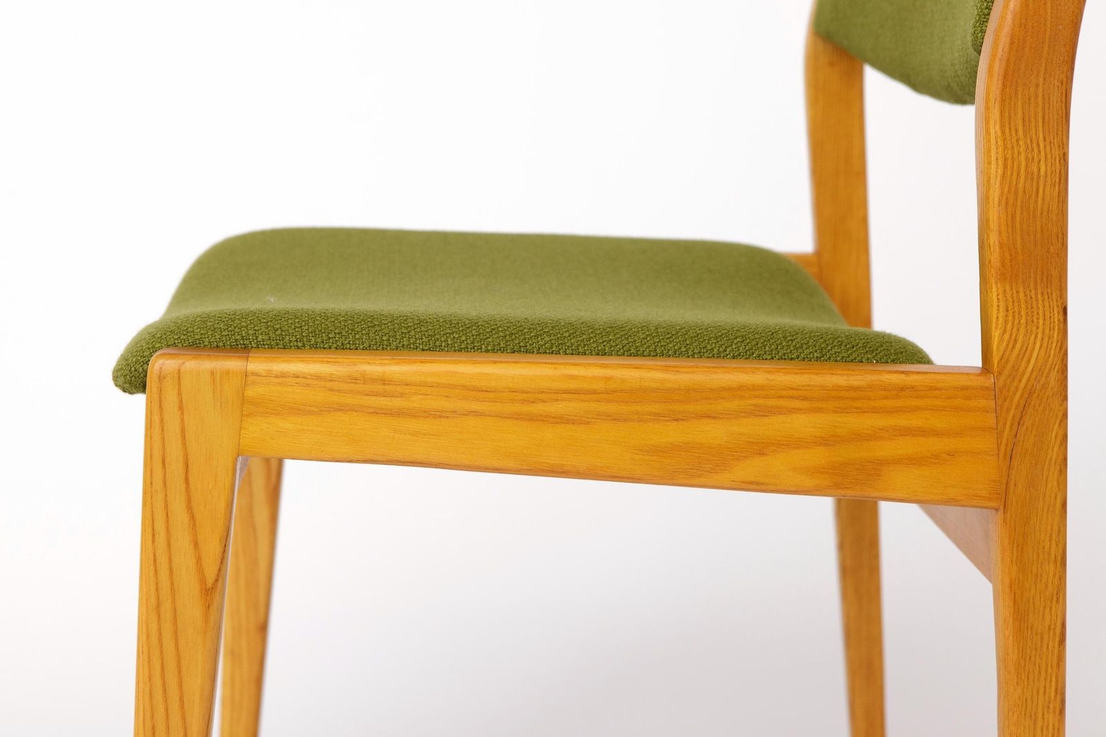 Vintage Scandinavian Oak Chair, 1970s, Norwegian Design, Newly Upholstered Green Fabric, Mid Century Wooden Dining Chair photo buy