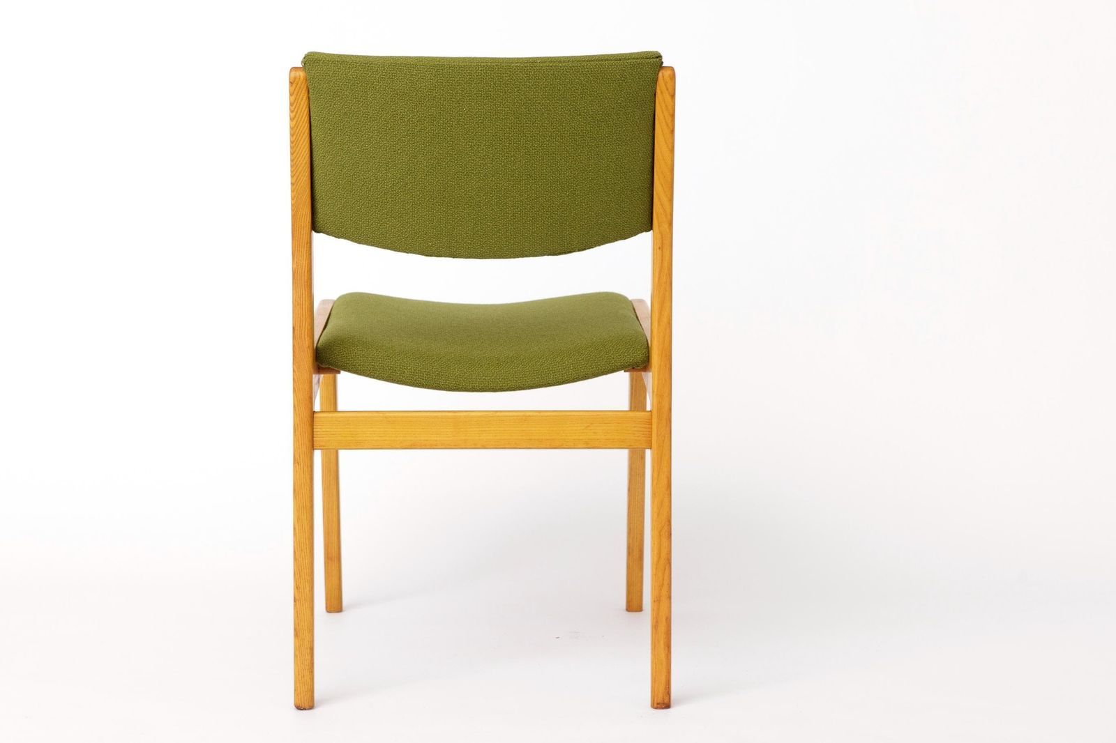 Vintage Scandinavian Oak Chair, 1970s, Norwegian Design, Newly Upholstered Green Fabric, Mid Century Wooden Dining Chair photo vintage