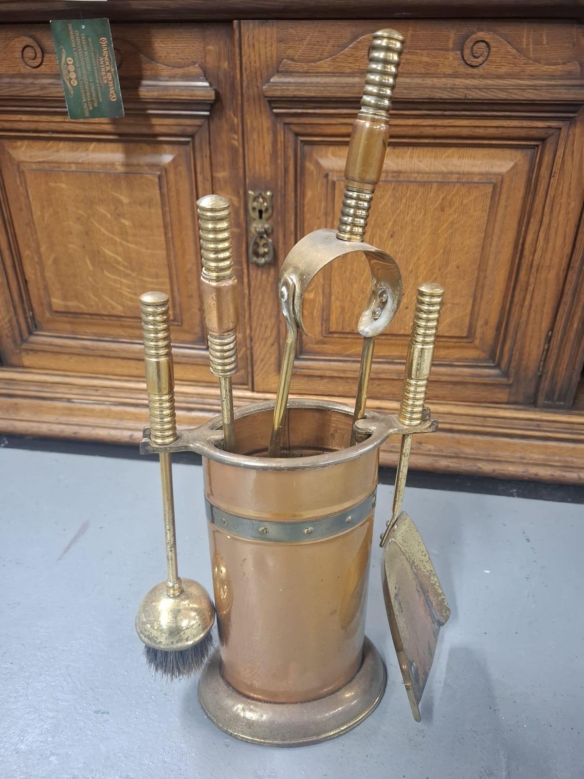 Edwardian Brass And Copper Fire Companion Set photo furniture