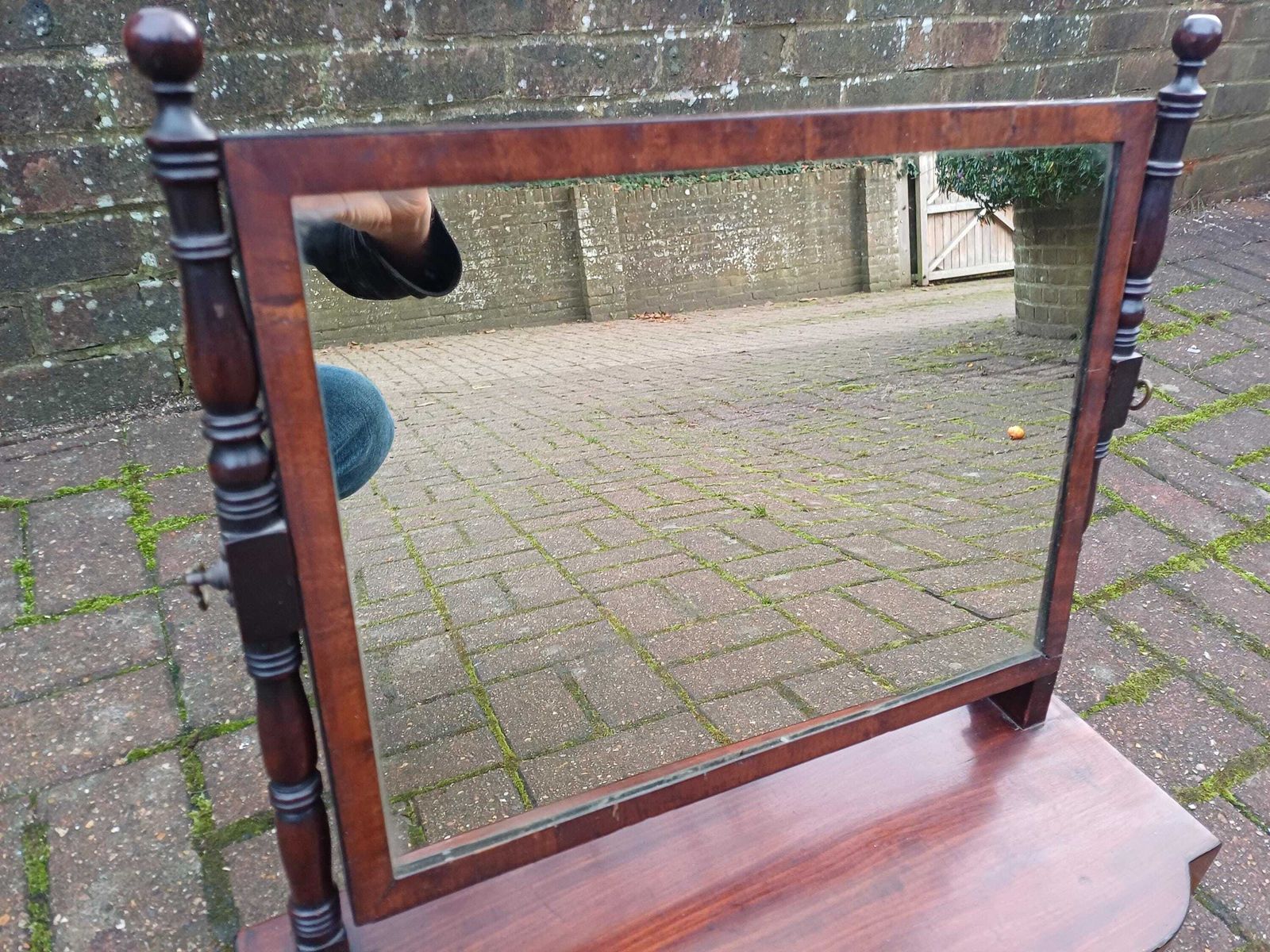 Beautifully Aged Antique 19th Century Mahogany Dressing Table Swing Mirror With Drawers Original Key Georgian Victorian photo for sale