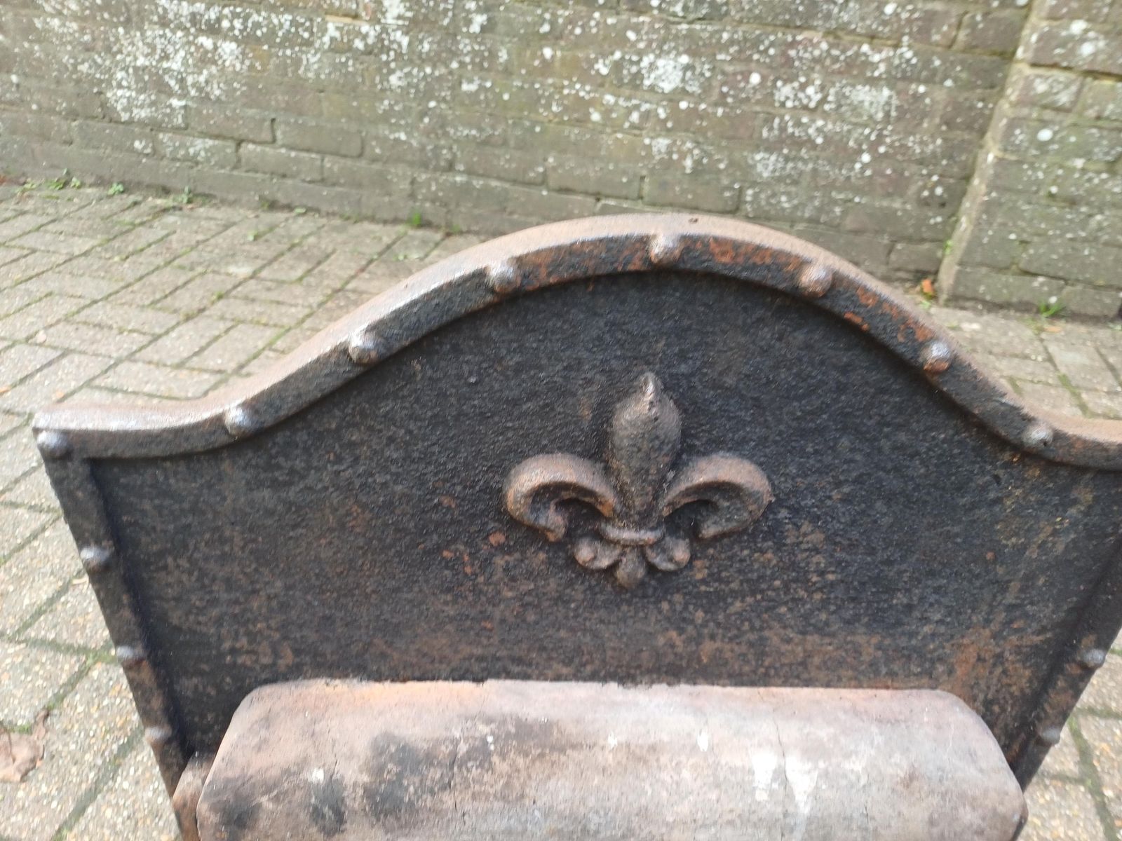 795.0 Large Heavy 1920s Cast Iron Fireplace Inset Heavy Antique Fire Basket Art Nouveau Style Original Patina Period Hearth photo