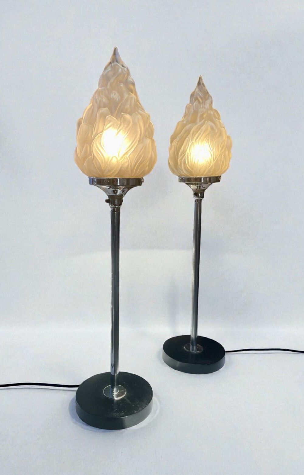 A Pair Of Tall Art Deco Lamps photo vintage