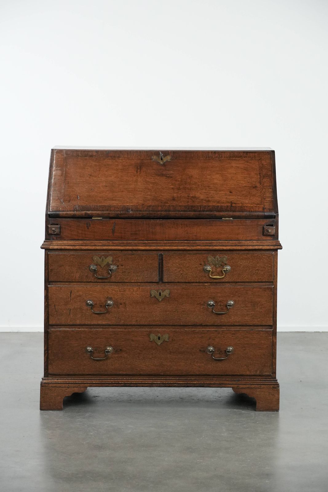 Large Antique 18th Century English Oak Chest Of Drawers/Desk/Chest Of Drawers With Secret Compartments And A Stepped Interior photo for sale