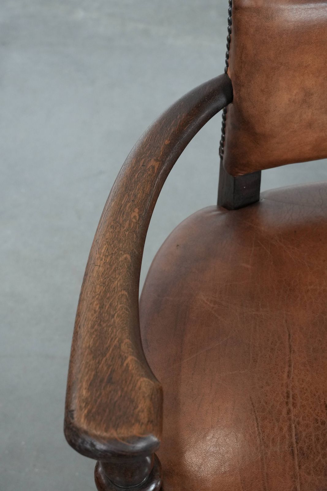 Beautiful Elegant Antique Sheepskin Desk Chair With A Heavy Wooden Frame photo buy