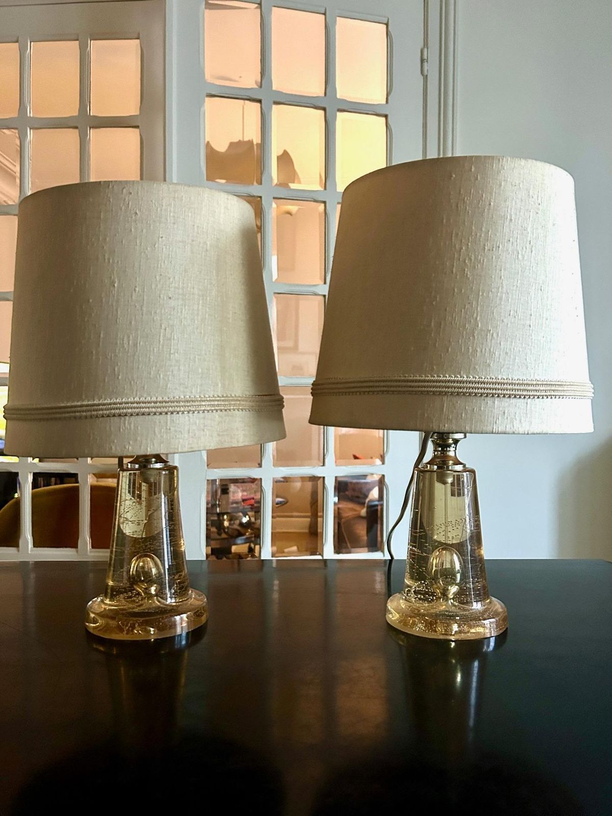 Pair Of Aro Leuchten Resin Lamps, 1970 photo vintage