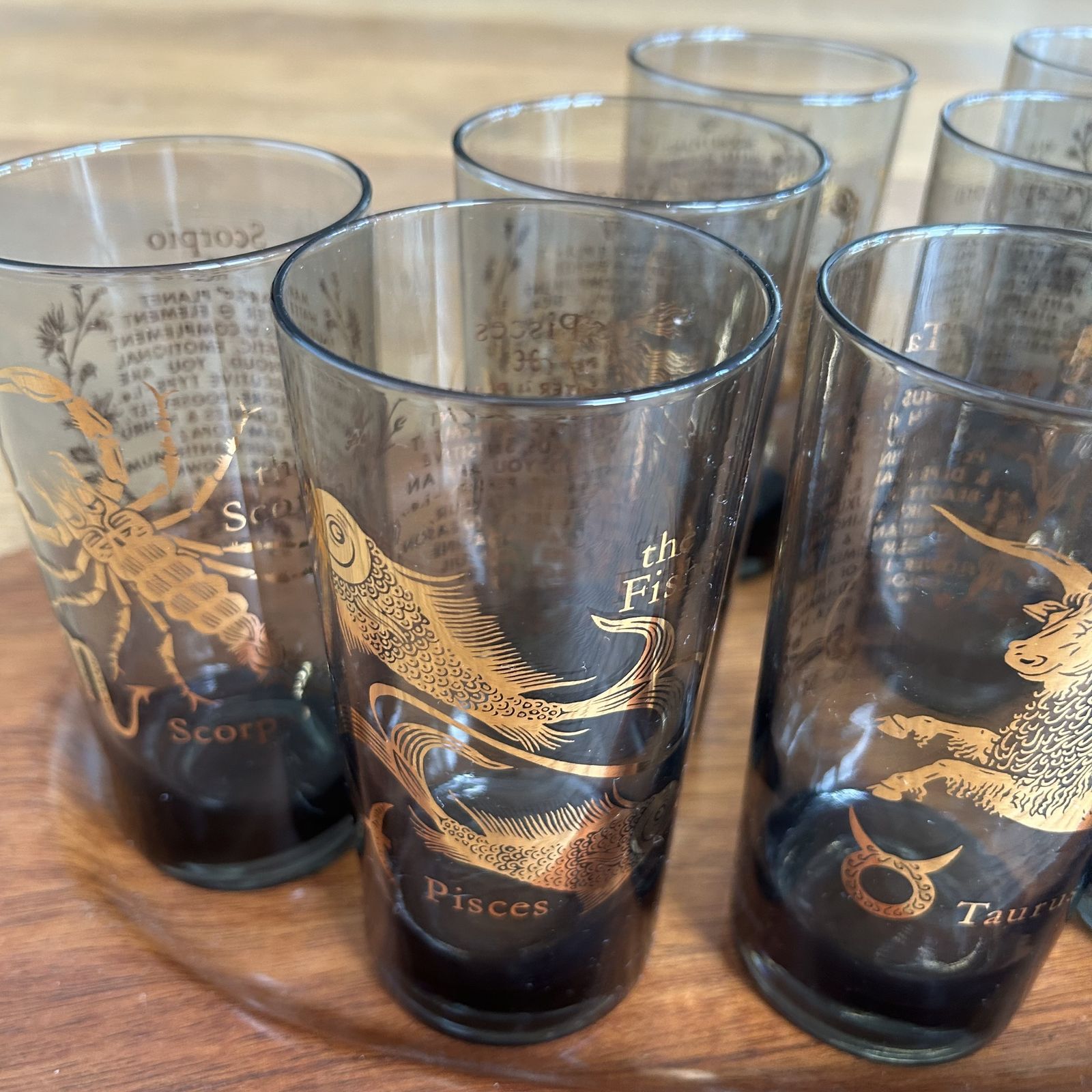 Rare Complete Set Federal Zodiac Hi Ball Glasses   All 12 Signs photo furniture