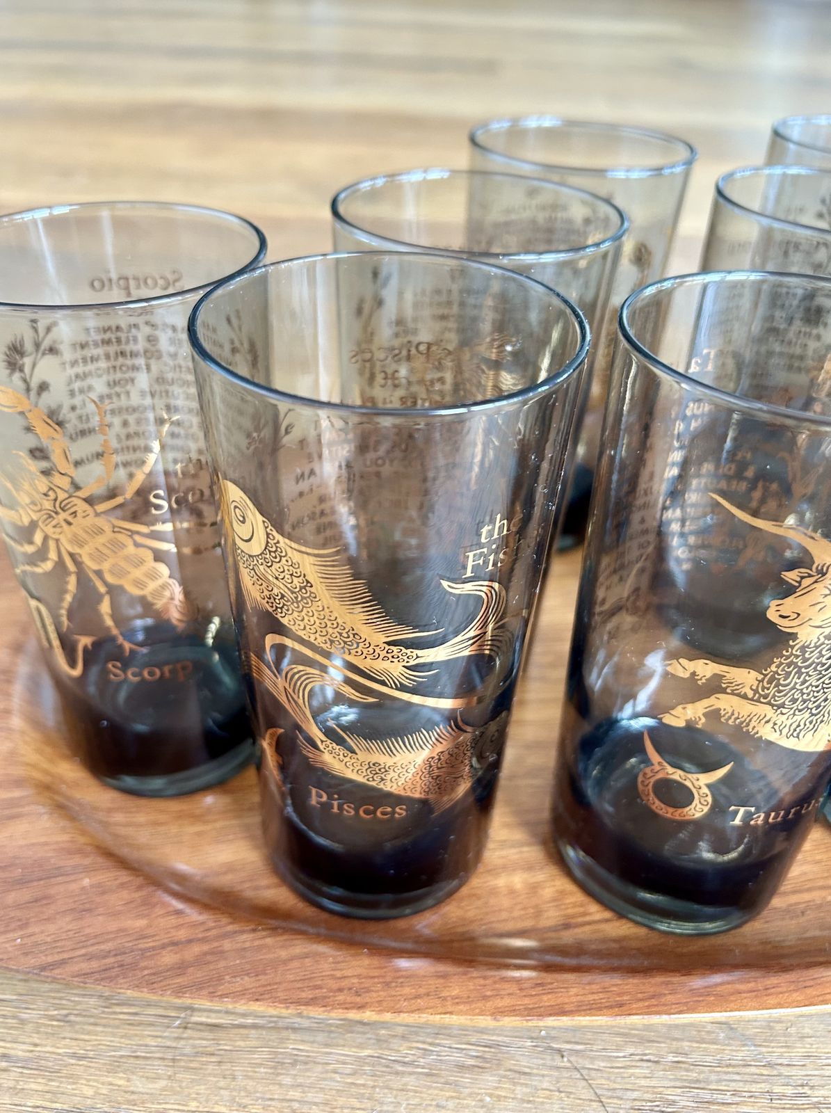Rare Complete Set Federal Zodiac Hi Ball Glasses   All 12 Signs photo Home Decor