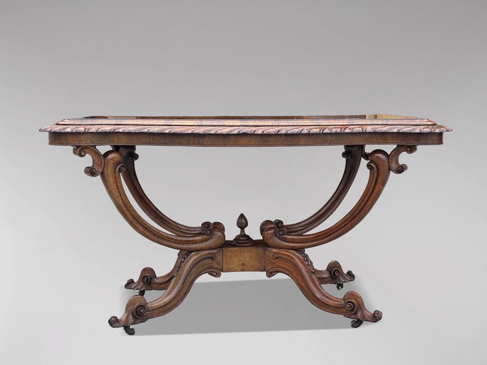 Mid 19th Century Victorian Period Burr Walnut Carved Centre Table photo furniture