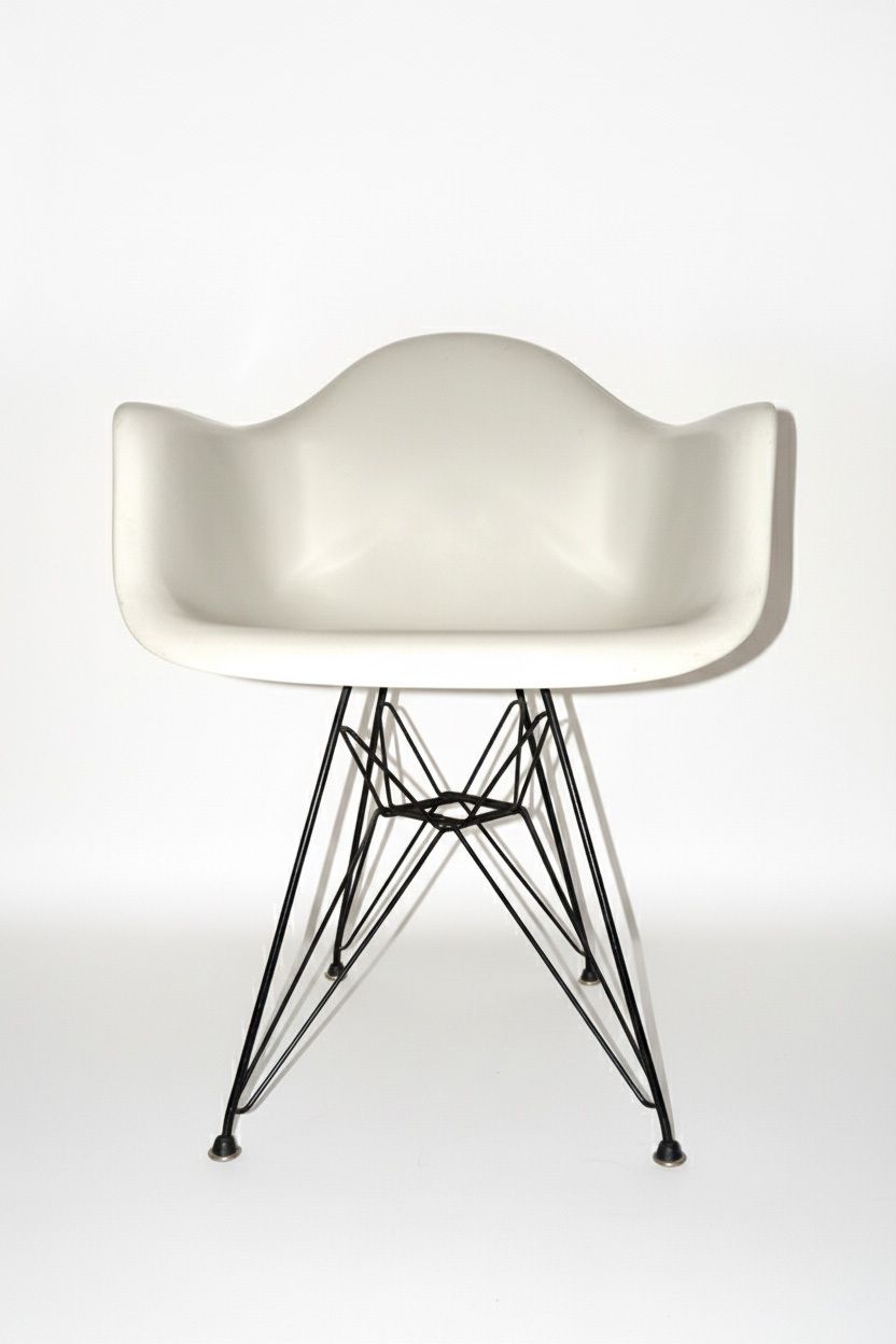 Original Vintage Eames Dar Fiberglass Armchair   Herman Miller (C.1974 85), Off White, Summit Shell, Eiffel Base