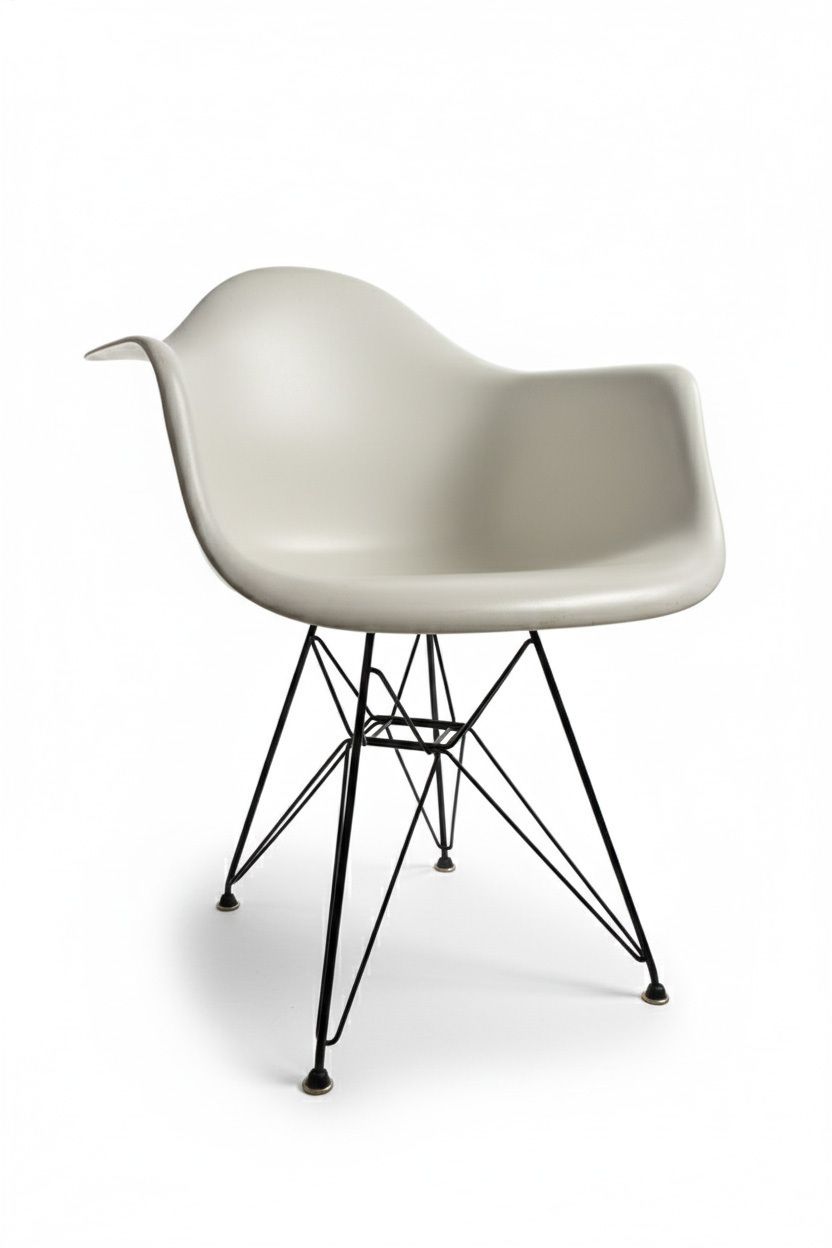 Original Vintage Eames Dar Fiberglass Armchair   Herman Miller (C.1974 85), Off White, Summit Shell, Eiffel Base photo for sale