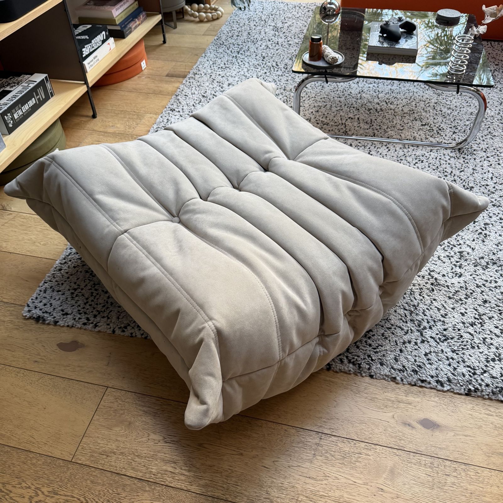 Ligne Roset Togo Ottoman Footstool   Alcantara   Sea Sand   Excellent Condition