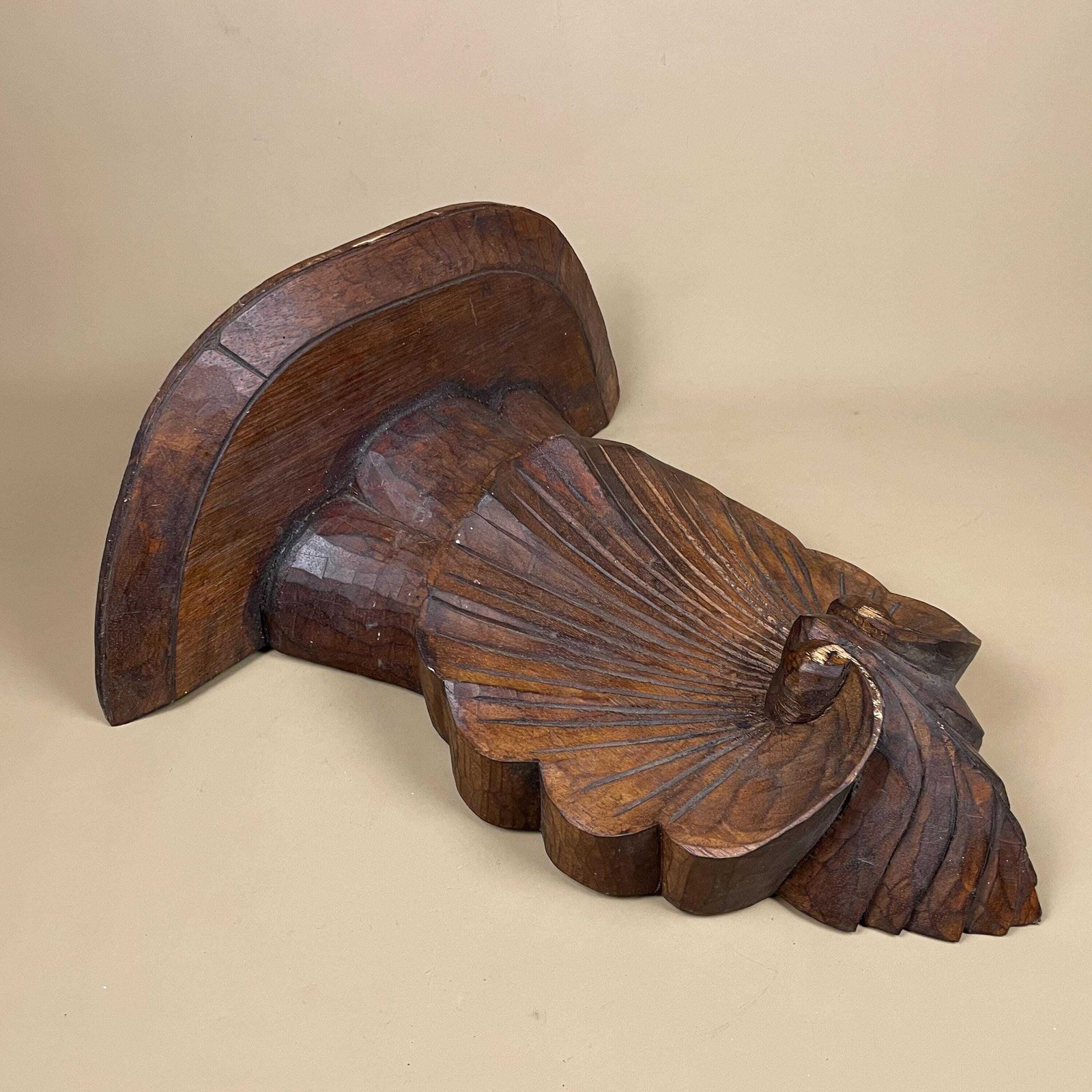 Antique Carved Wood Wall Bracket Shelf Victorian Floral Hand Carved Indian Architectural Decor Hand Crafted Classic Home Decor photo vinterior