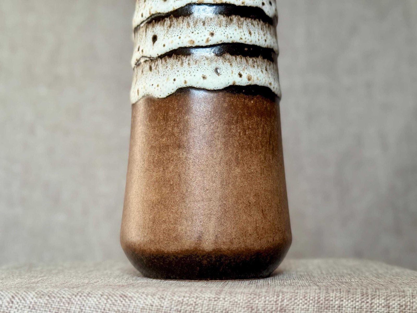 Scheurich West German Pottery Vase | Vintage Fat Lava Ceramic | Mid Century Brown & White Textured Vase photo Home Decor