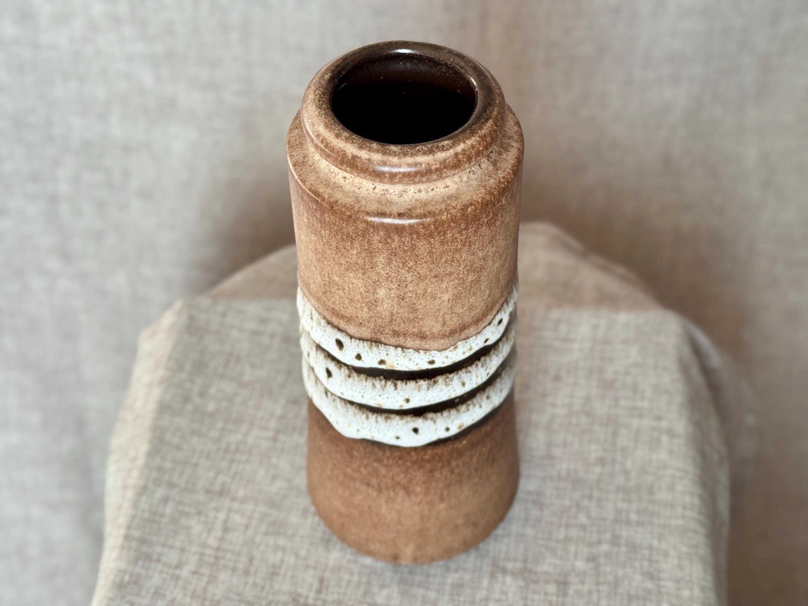 Scheurich West German Pottery Vase | Vintage Fat Lava Ceramic | Mid Century Brown & White Textured Vase photo 85.0