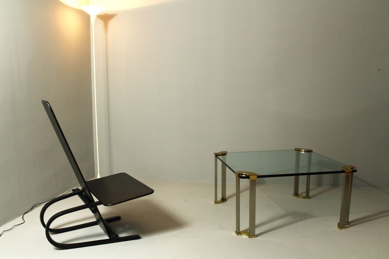 Large Coffee Table In Bronze, Glass And Steel From Peter Ghyczy, 1970s photo vinterior