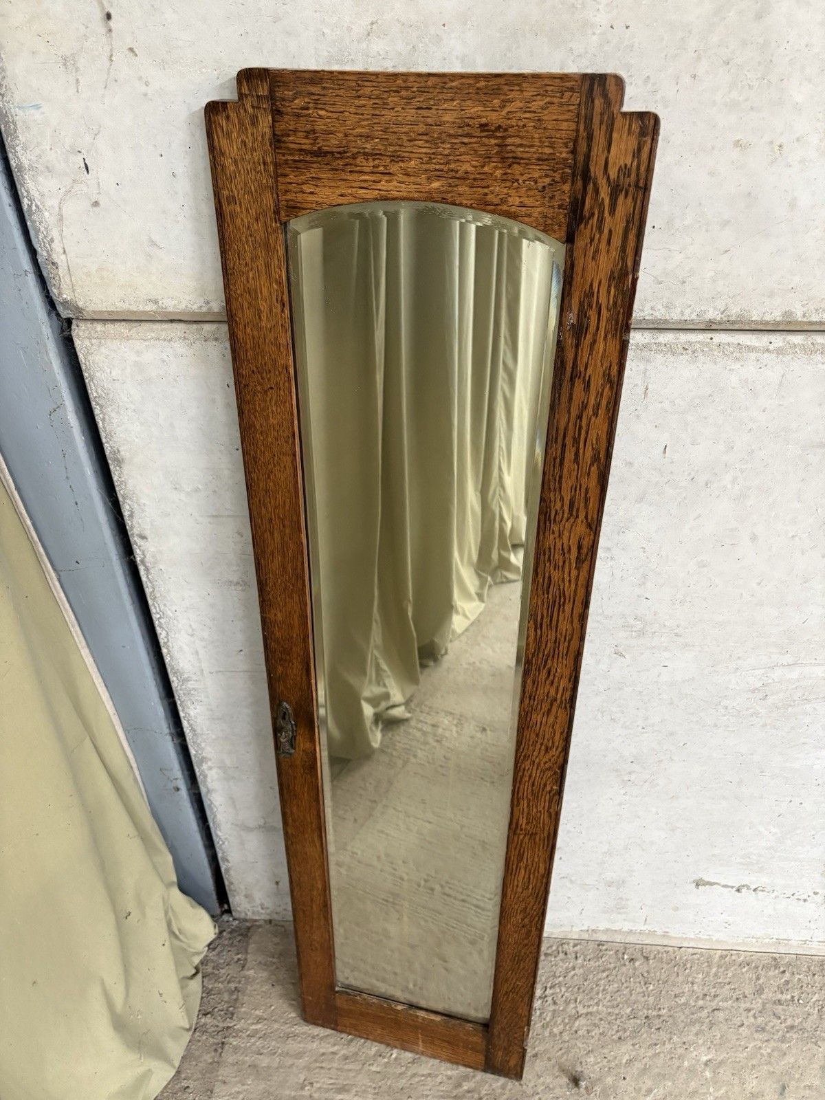 Vtg Early Mid Century Antique Haberdashery Shop Fitting Room Hallway Mirror R996 photo vinterior