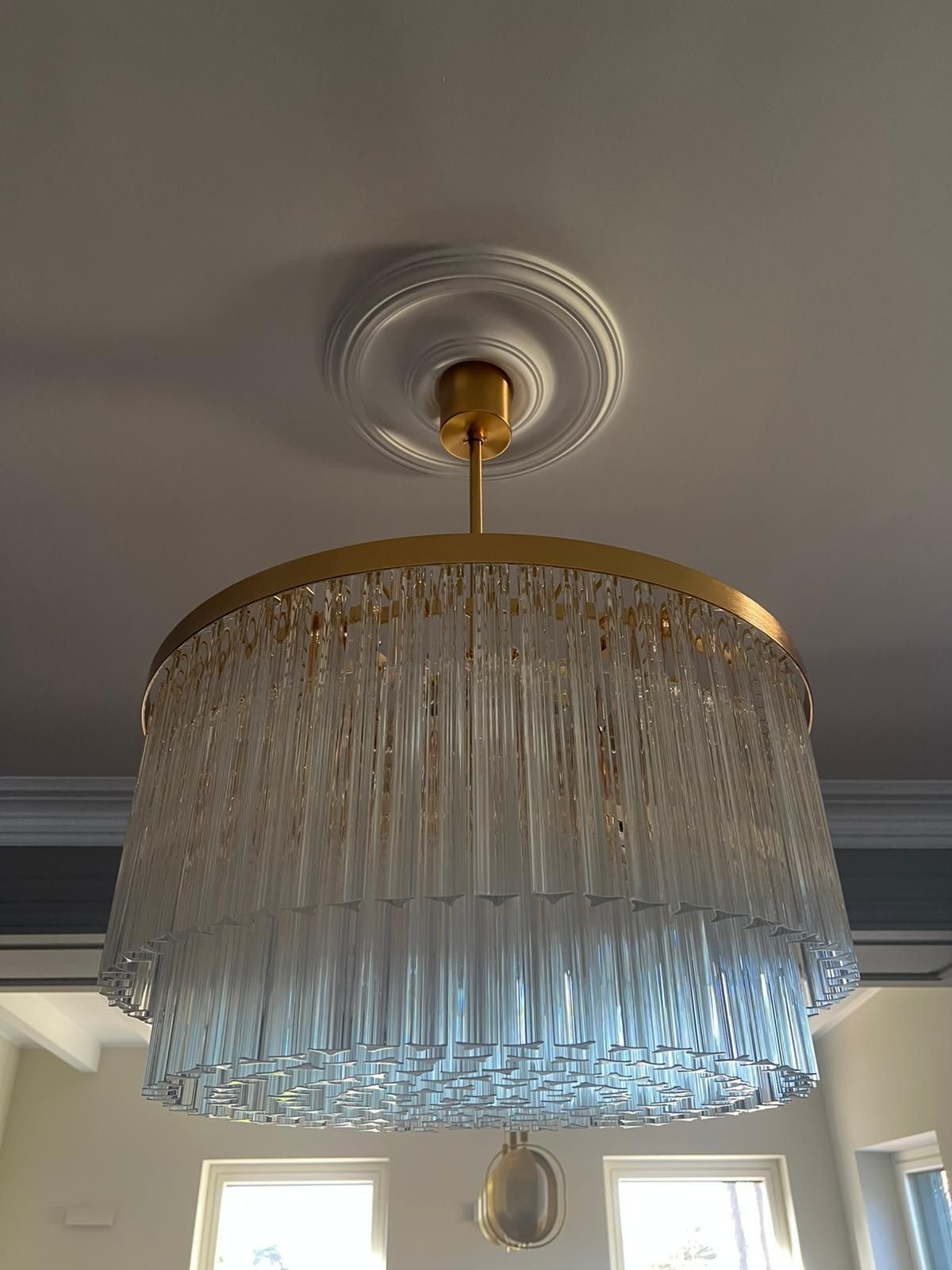 Murano Glass Chandelier With Clear Triedo Glass Italian Pure Art photo 11805.0