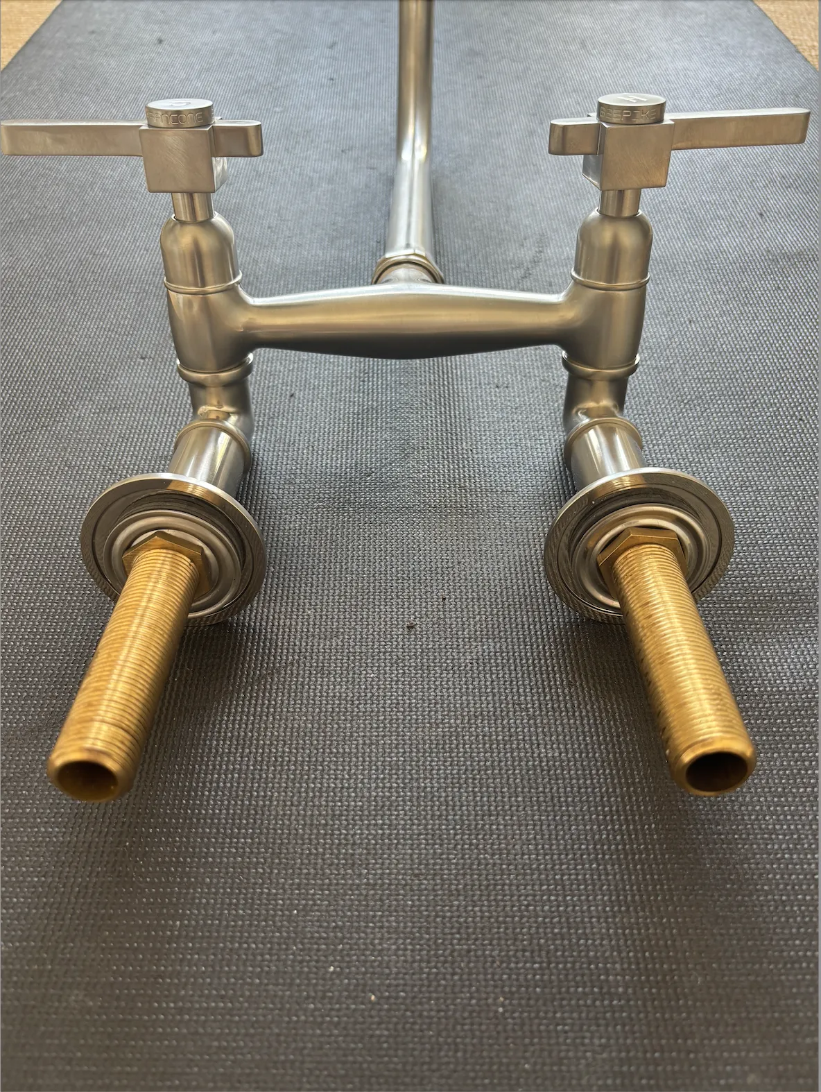 Francone Traditional Kitchen Basin Tap, Brushed Nickel, Lever Handles, Deck Mounted, Bridge Faucet photo furniture