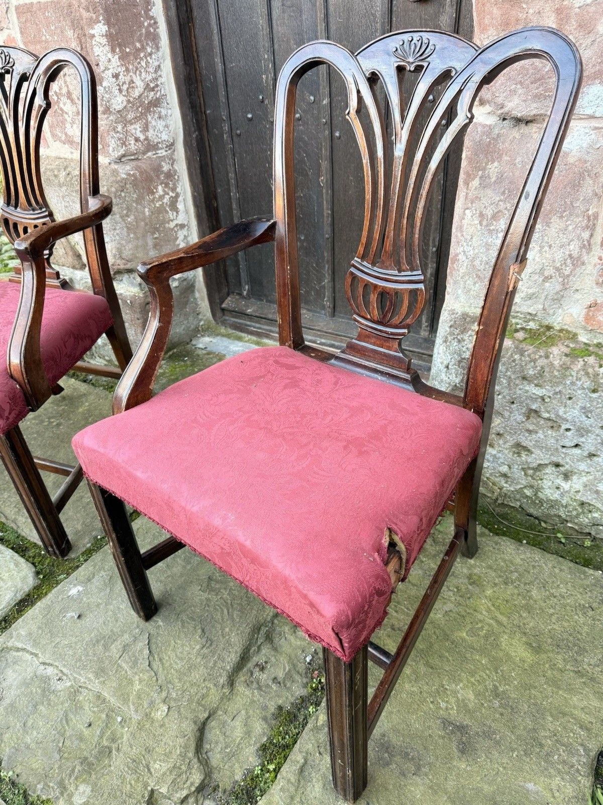 photo vinterior Chippendale Vintage Chairs Elbow Armchairs Diner Chairs X 12 Restoration 20th C