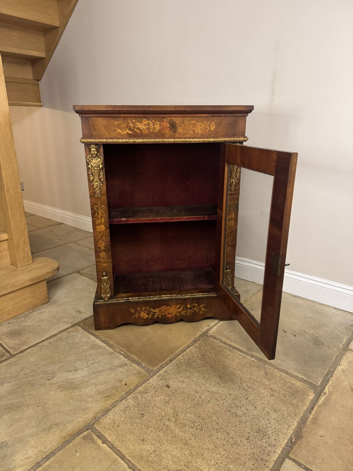 Fantastic Quality Antique Walnut Marquetry Inlaid Pier Cabinet photo buy