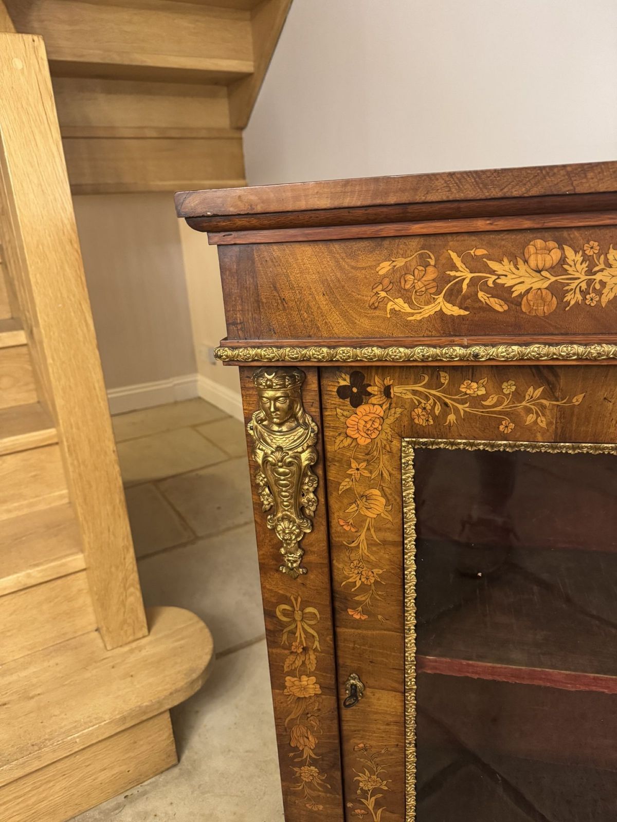 Fantastic Quality Antique Walnut Marquetry Inlaid Pier Cabinet photo vintage