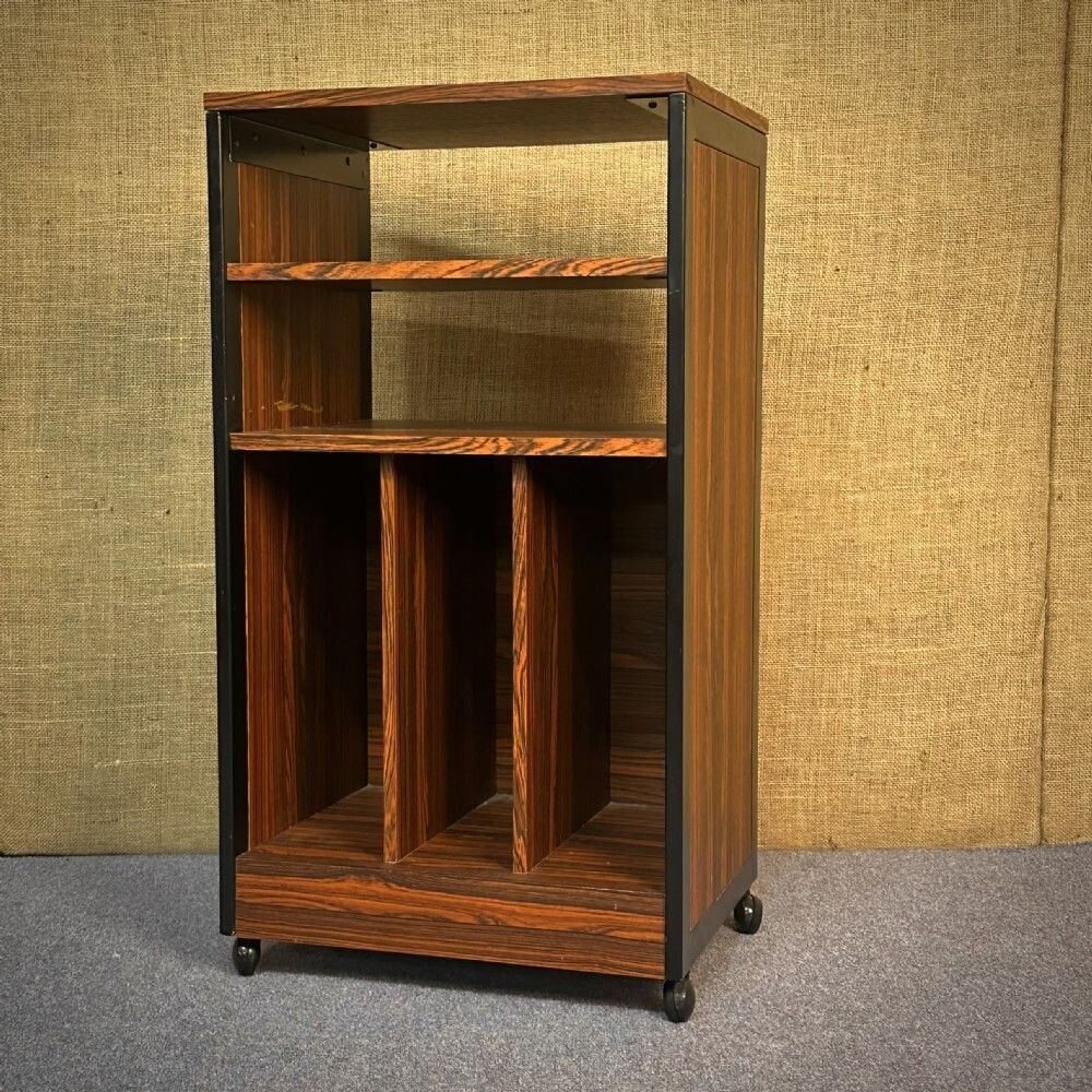 Vintage Mid Century Slender Rosewood Effect Record Player Media Cabinet photo furniture