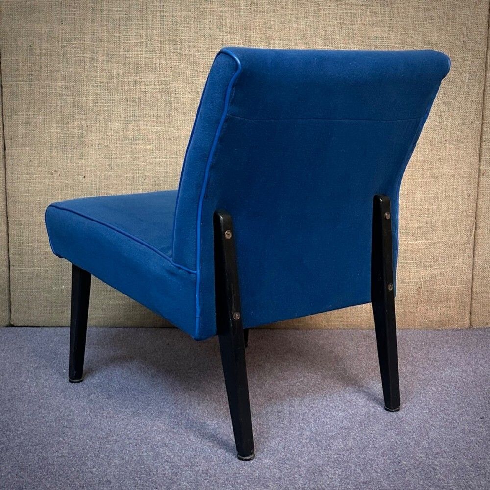 Attractive Vintage Cintique Royal Blue Upholstered Easy Chair photo Furniture