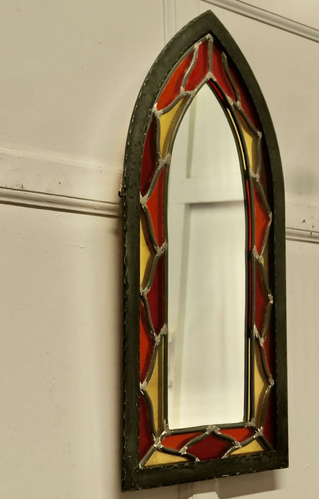 Arts And Crafts Gothic Stained Glass Window Mirror A Lovely Piece photo furniture