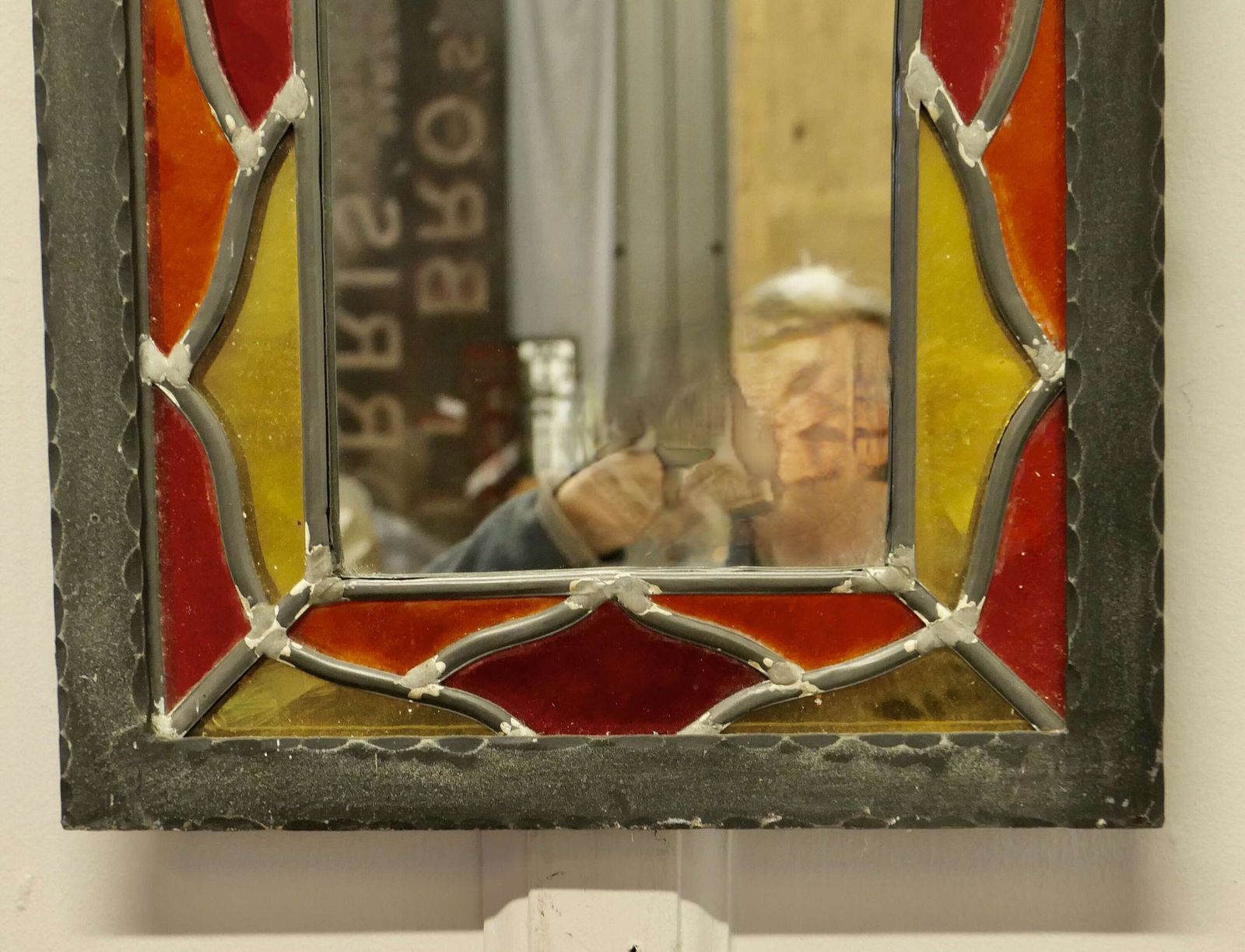 Arts And Crafts Gothic Stained Glass Window Mirror A Lovely Piece photo vinterior