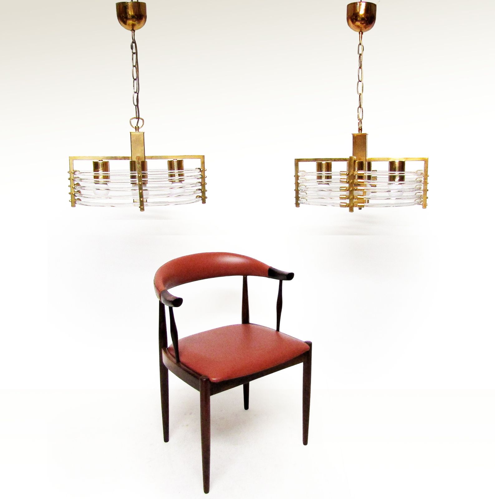 photo furniture Pair Of 1970s Italian Ufo Chandeliers By Gaetano Sciolari In Gold & Murano Glass