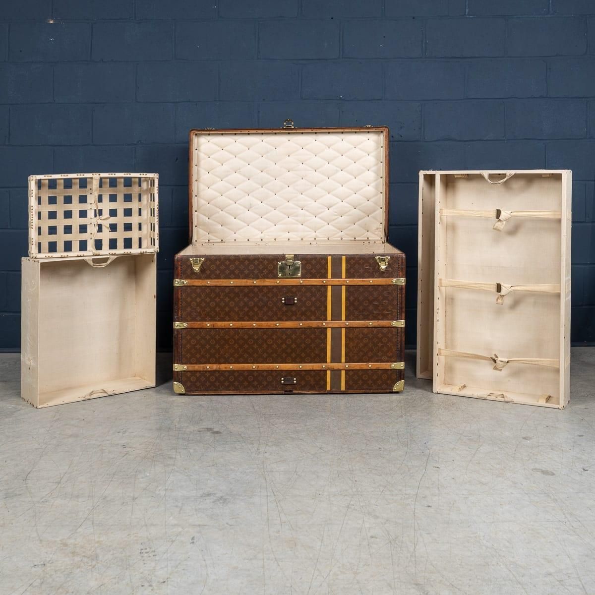 photo for sale Antique 20th Century Louis Vuitton Trunk In Monogram Canvas, France C.1920
