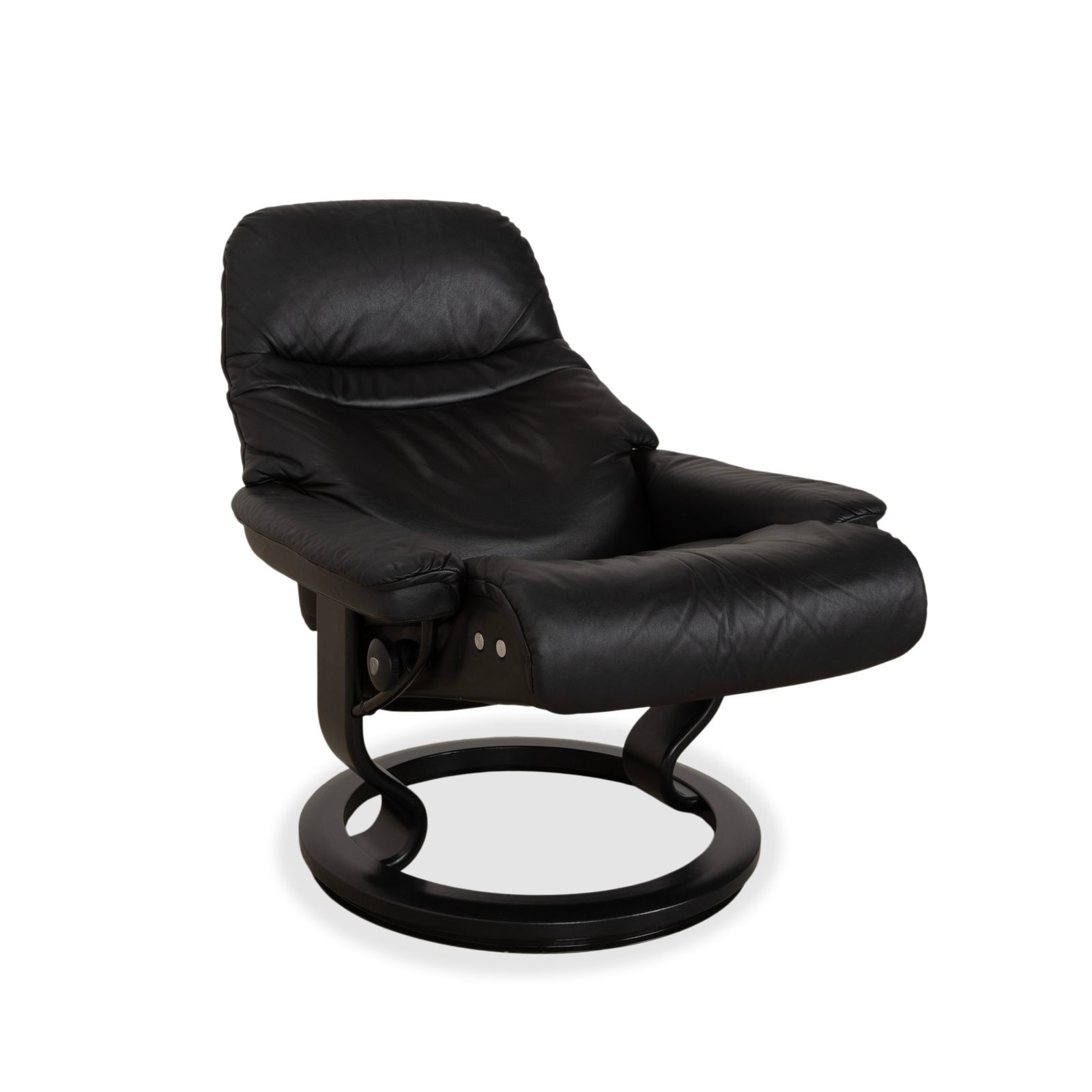 Stressless Sunrise Leather Recliner Dark Grey Anthracite With Manual Reclining Function photo Furniture