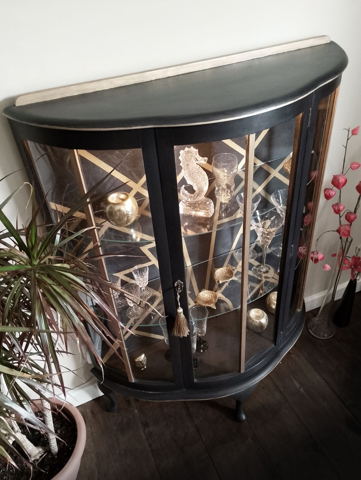 Art Deco Cocktail Cabinet   Athenian Black & Gold photo for sale