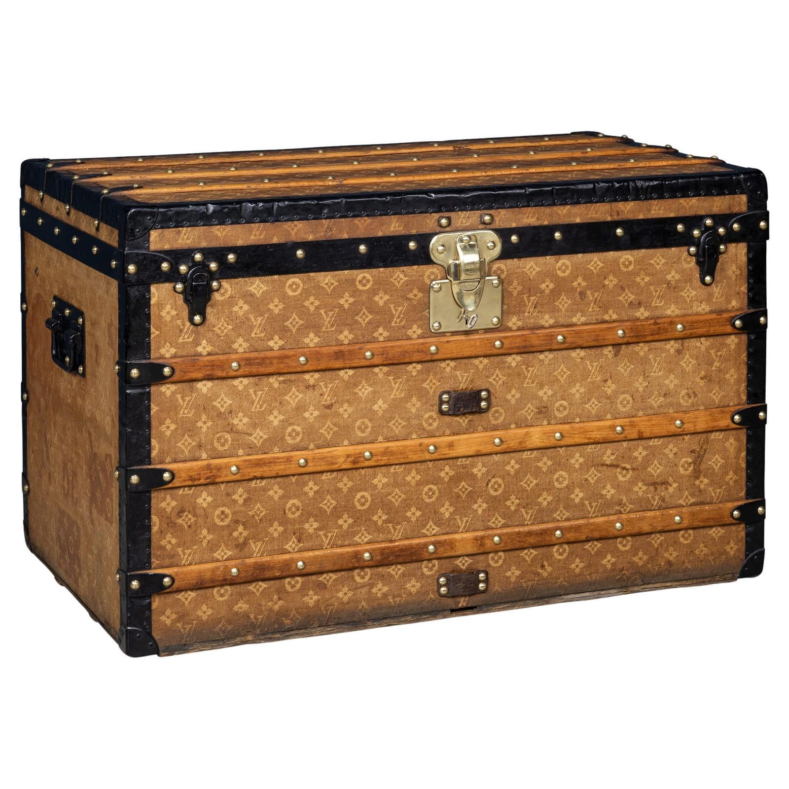 Antique 19th Century Louis Vuitton Trunk In Woven Canvas, France C.1890