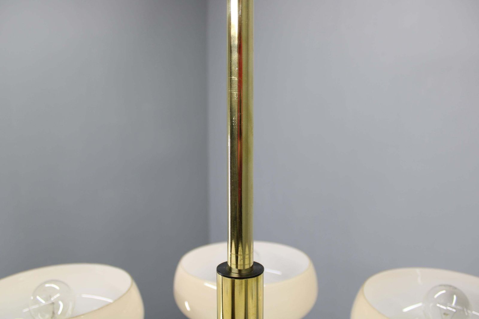 Art Deco Brass Chandelier With Opaline Glass, Czechoslovakia, 1930s photo buy
