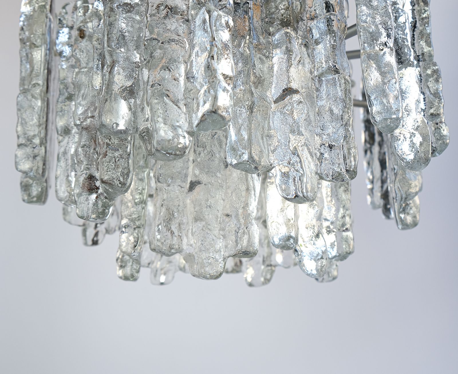 Mid Century Ice Glass Chandelier By J.T. Kalmar, Austria C.1970s photo vintage