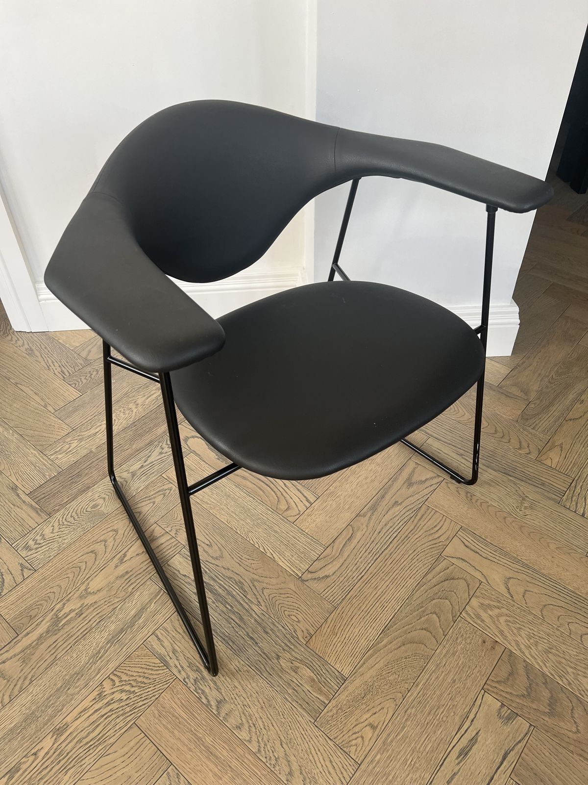 Furniture Gubi Masculo Black Dining Chairs With Black Steel Base By Gam Fratesi (Set Of 6) photo