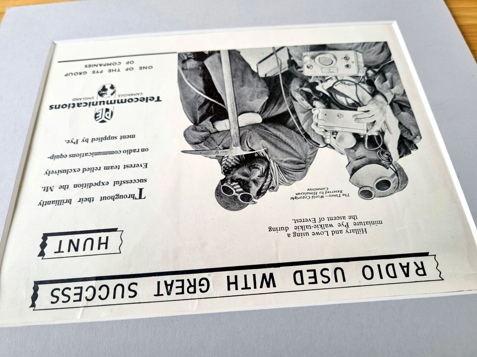 Vintage Technology Advertisement Print, Pye Radio Everest, 1953 British Mountaineering Advertising, Framed Display Art photo 55.0