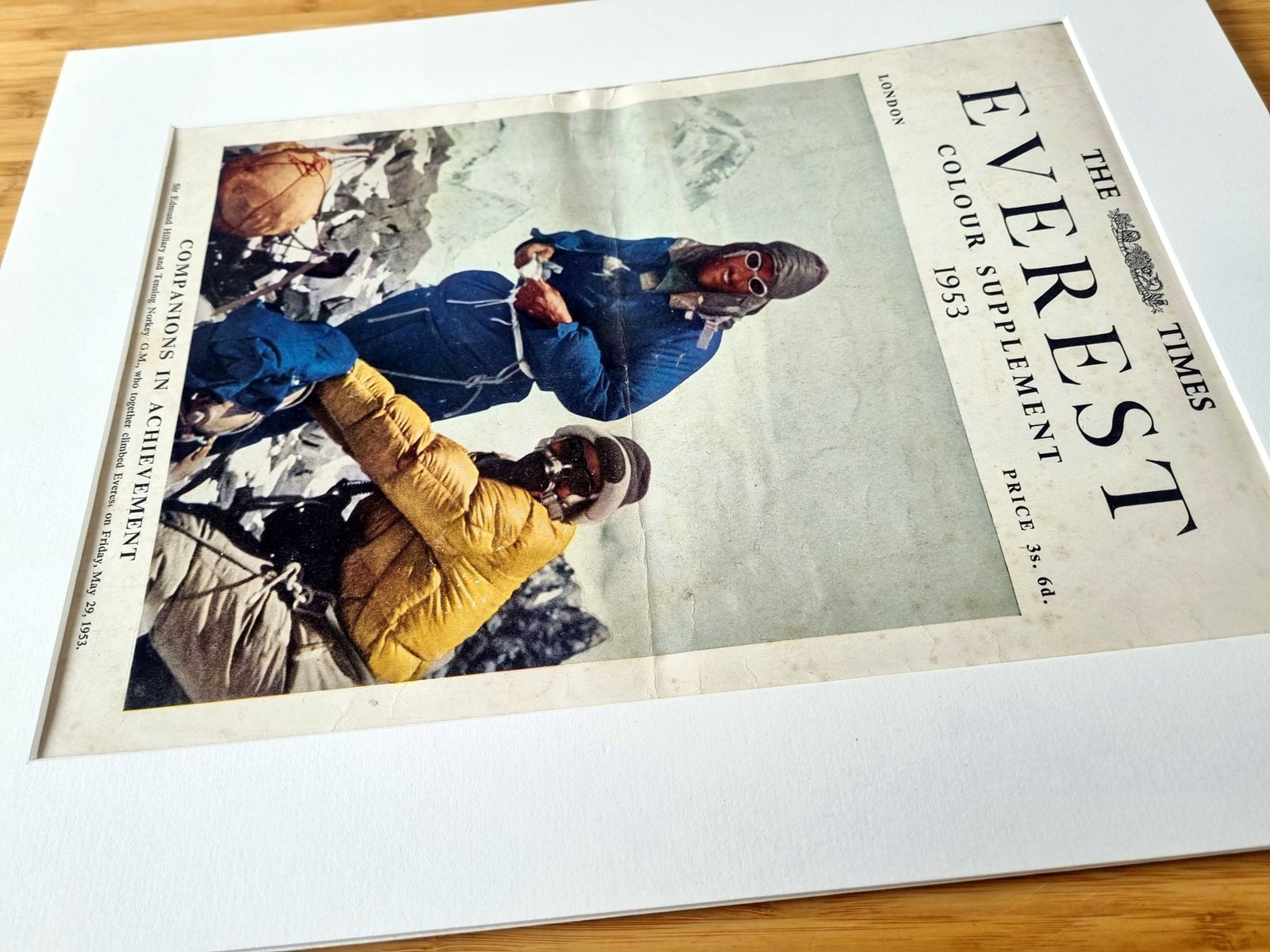 Vintage Newspaper Colour Supplement, Everest Ascent Cover, The Times 1953 Mountaineering Print, Hillary Norgay Achievement photo 135.0
