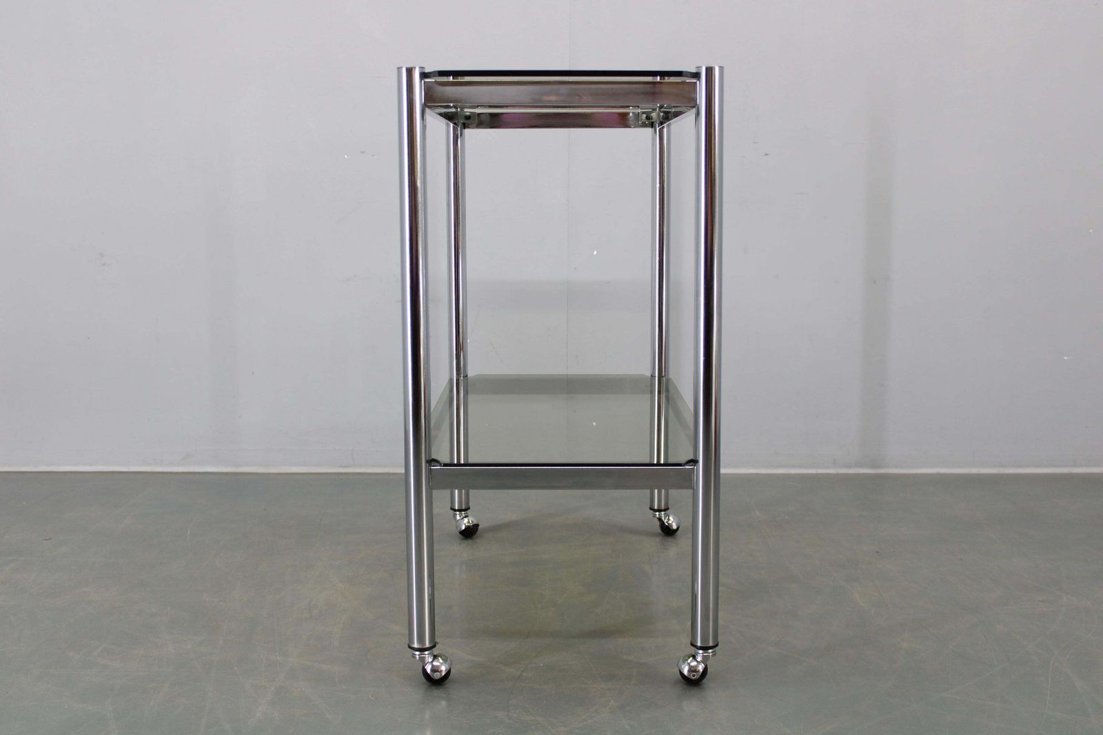Mid Century Smoked Glass Serving Cart, Italy, 1970s photo vinterior
