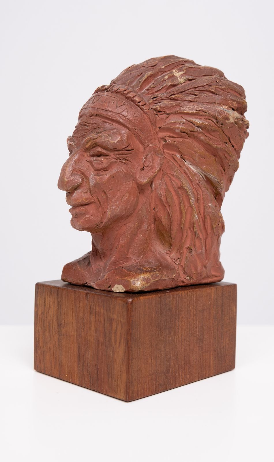 Klein Terracotta Indiaas Borstbeeld, Ca. Jaren 1960