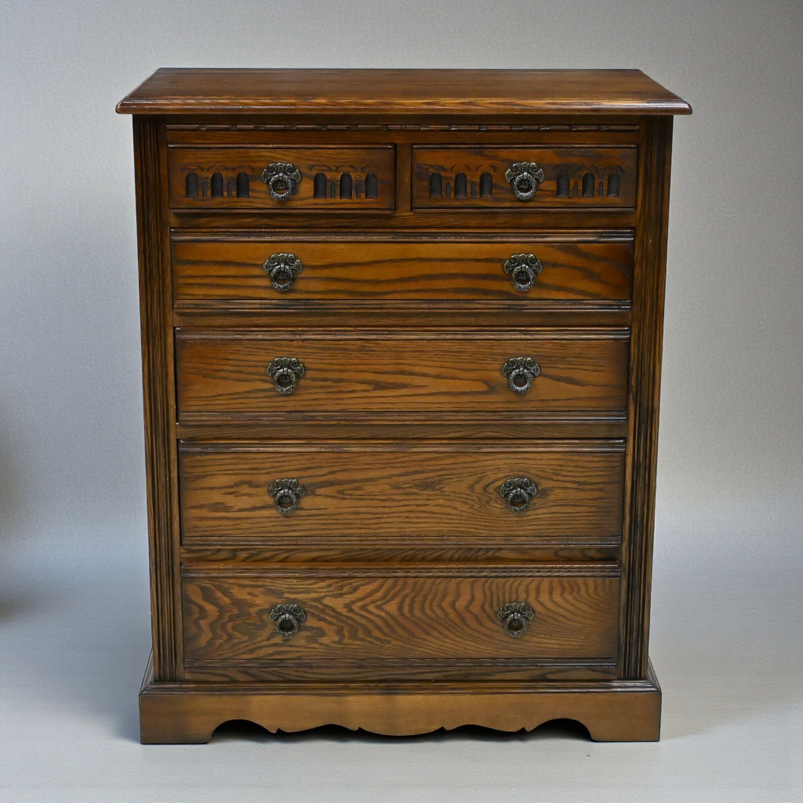 Old Charm Chest Of Drawers 4 Long 2 Short Light Oak Finish Free Uk Delivery*