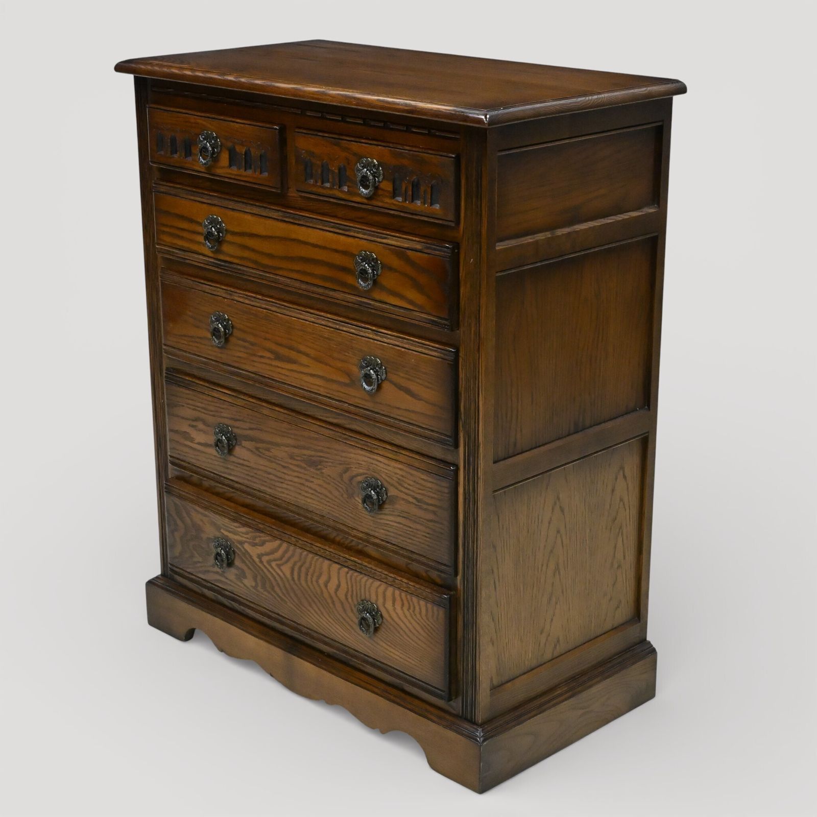 Old Charm Chest Of Drawers 4 Long 2 Short Light Oak Finish Free Uk Delivery* photo vinterior