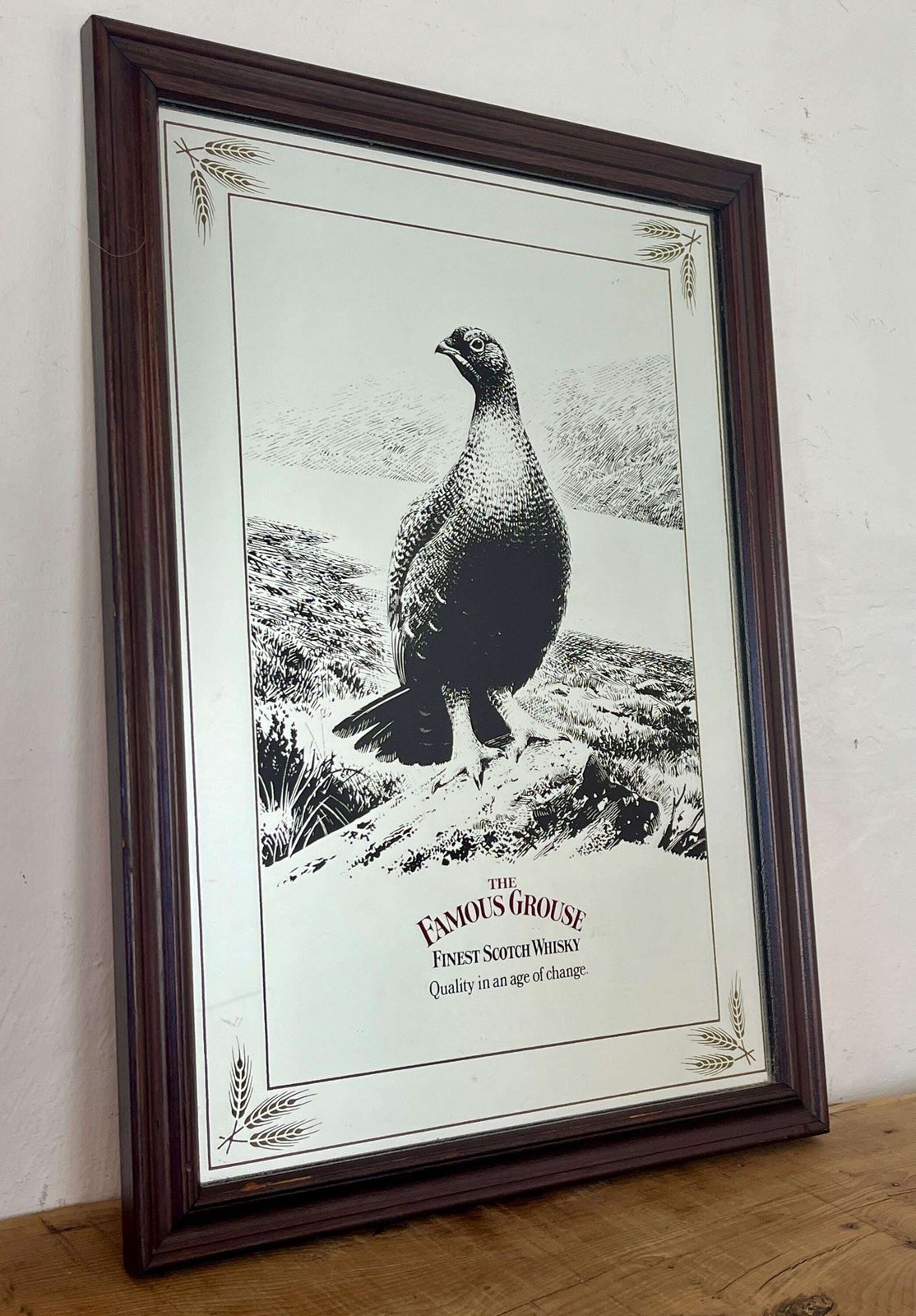 photo vinterior Vintage Advertising Mirror, Famous Grouse Finest Scotch Whisky, Pub Distillery Collectible